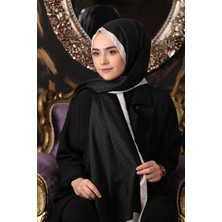 Şalland Kadın Monogram Şal Siyah Krem Şeritli - MO00002