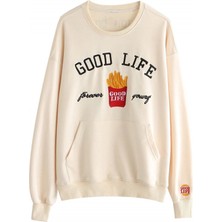 Trendiz Unisex Ekru Bts Good Life Sweatshirt