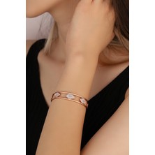 Mistik Silver Taşlı Gözlü Gümüş Kelepçe Bilezik