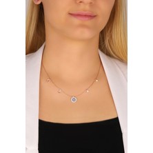 Mistik Silver Sallantılı Nazar Boncuklu Şans Gümüş Kolye