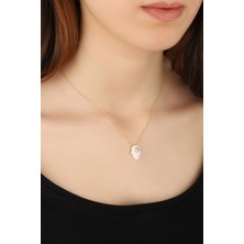 Mistik Silver Beyaz Opal Taşlı Fatma Ana Eli Gümüş Kolyesi