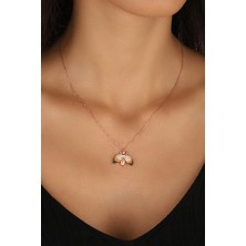 Mistik Silver Renkli Taşlı Gümüş Arı Kolye