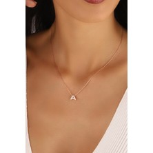Mistik Silver Taşlı Minik Üç Boyutlu Harf Kolyeler - A