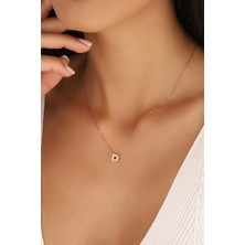 Mistik Silver Taşlı Minik Üç Boyutlu Harf Kolyeler - D