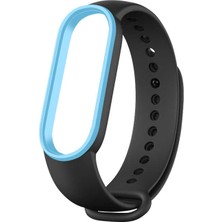 Case 4U Xiaomi Mi Band 6 Esnek Silikon İki Renk Spor Kayış Kordon KRD-24 NO2 Siyah - Mavi