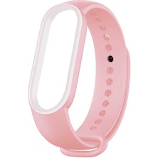 Case 4U Xiaomi Mi Band 6 Esnek Silikon İki Renk Spor Kayış Kordon KRD-24 NO3 Rose Gold - Beyaz