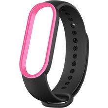 Case 4U Xiaomi Mi Band 6 Esnek Silikon İki Renk Spor Kayış Kordon KRD-24 NO7 Siyah - Pembe