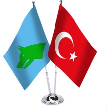 Bayrak Masa Üstü Göktürk Devleti Bayrağı Türk Bayrağı Ikili Direk Masa Bayrağı