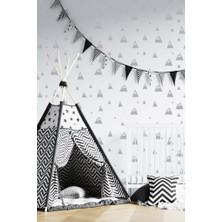 Lizpo Decor Modern Dağlar Duvar Sticker, Bebek ve Çocuk Odası Dekoratif Duvar Çıkartması Sticker, 72 Adet Açık Gri Renk