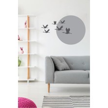 Lizpo Decor Günbatımı Kuşlar5 Duvar Sticker Dekoratif Duvar Çıkartma Sticker Gold Siyah