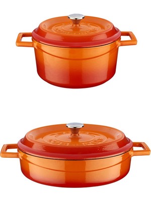 Lava Trendy Döküm Yuvarlak 2 Li Set 20CM Derin + 24CM Basık Tencere Set