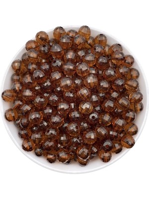 Hedef Bijuteri 10MM Kahve Rengi Dünya Model Akrilik Boncuk,takı , Çanta Yapım Boncuğu (100GR,~180 Adet)