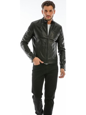 Dericlass Romero Siyah Hakiki Deri Mont Erkek M %100 Orijinal Kuzu Derisi Şık ve Spor