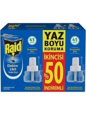 Raid Elektro Likit 45X2 Yedek 90 Gece (Sivrisinek)