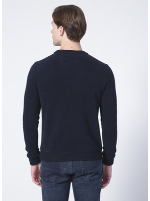 Lee Cooper 221 Lcm 241043 Newdiagonal  Bisiklet Yaka Normal Bel Normal Kalıp Düz Koyu Lacivert Erkek Sweatshirt