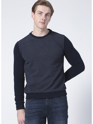 Lee Cooper 221 Lcm 241043 Newdiagonal  Bisiklet Yaka Normal Bel Normal Kalıp Düz Koyu Lacivert Erkek Sweatshirt