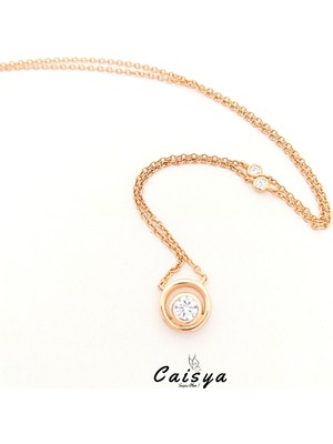 Caisya Butik Halkalı Rose Gold Minimal Gümüş Kolye