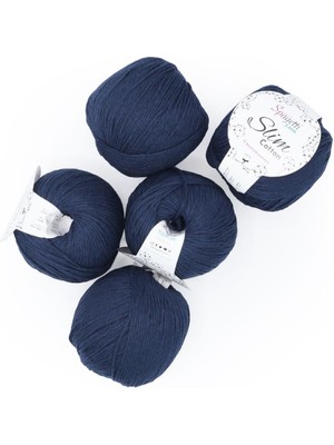 Spagettiyarn Lacivert Slim Cotton Ip - 5'li Set