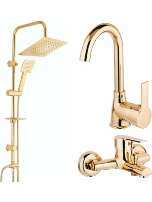 Dekorizen Gold Duş Seti - 1 (Kare)