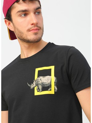 National Geographic Erkek Siyah Bisiklet Yaka T-Shirt