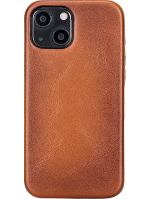 PLM Apple iPhone 13 Uyumlu Deri Arka Kapak Rock RST2EF Taba