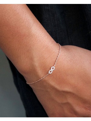 Papatya Silver 925 Ayar Gümüş Rose Kaplama Sonsuzluk Kadın Bileklik