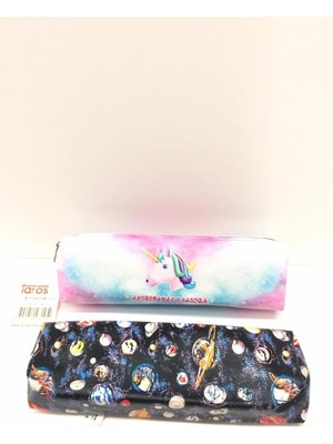 FKM Bez Kalem Çantası Gezegen  Unicorn Desenli  1 Adet