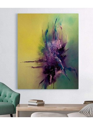 MonoStella Mor ve Mavi Doğaçlama Soyut Kanvas Tablo