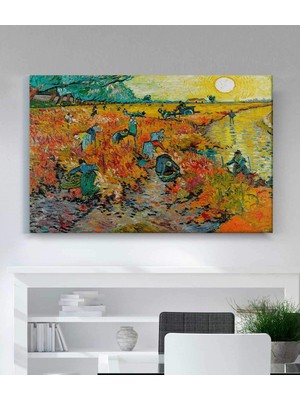 MonoStella Vincent Van Gogh Kırmızı Üzüm Bağı Kanvas Tablo