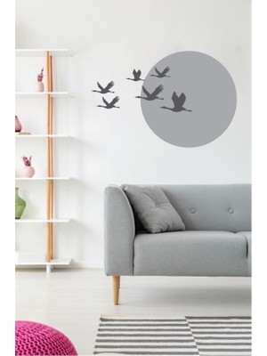 Lizpo Decor Günbatımı Kuşlar5 Duvar Sticker Dekoratif Duvar Çıkartma Sticker Gold Siyah