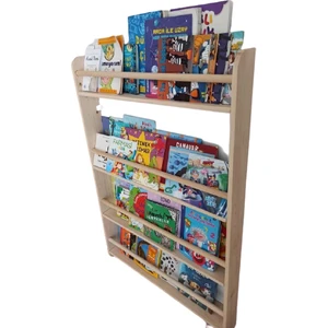 Mrt Ahşap Montessori Kitaplık Geniş Model Yuvarlak Çıtalı