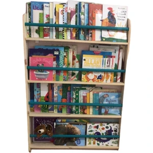 Mrt Ahşap Montessori Kitaplık Geniş Model Yuvarlak Çıtalı