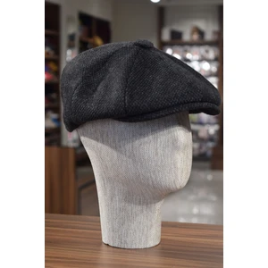 Göksu Şapka Kışlık Kasket Ingiliz Stili Peaky Blinders Siyah Noktalı Newsboy Trend 8 Parça Kasket