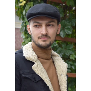 Göksu Şapka London Siyah Kasket Kaşe Kışlık Kumaş Şapka