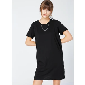 Siyah Kadın Bisiklet Yaka Diz Üstü Basic Ev Elbisesi DONA