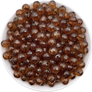 Hedef Bijuteri 10MM Kahve Rengi Dünya Model Akrilik Boncuk,takı , Çanta Yapım Boncuğu (100GR,~180 Adet)