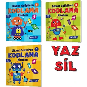 Dikkat Geliştiren Kodlama Kitabım Serisi (3-6 Yaş) Yaz-Sil Kitaplar