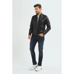 Ikbal Carlos Siyah %100 Erkek Deri Mont