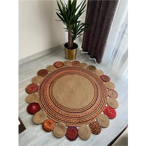 Milda Jüt Hasırlı El Örgüsü Kilim 22 Yuvarlak