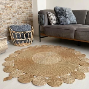 Halımax milda Jüt Hasırlı El Örgüsü Kilim Yuvarlak 45