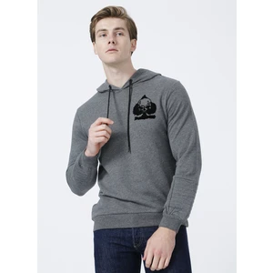 Black On Black Kapüşonlu Standart Kalıp Antrasit Melanj Erkek Sweatshirt - E-Canda