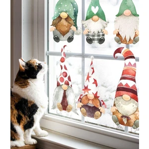 Yılbaşı Sevimli 6'lı Cüceler Çocuk Odası Cam Duvar Sticker Seti