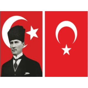 Kalpaklı Atatürk Bayrağı + Türk Bayrağı 70 x 105 cm