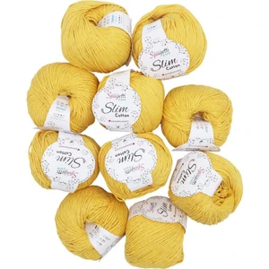 Spagettiyarn Sarı Slim Cotton Ip - 10'lu Set