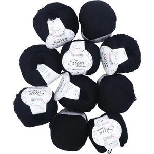 Spagettiyarn Siyah Slim Cotton Ip - 10'lu Set