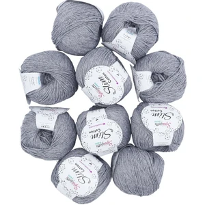 Spagettiyarn Gri Slim Cotton Ip - 10'lu Set