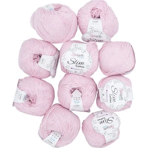 Spagettiyarn Bebe Pembe Slim Cotton - 10 'lu Set