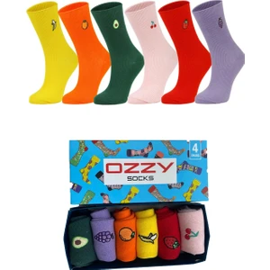 Ozzy Socks 6 Çift Meyve Nakışlı Renkli Çorap Kutusu