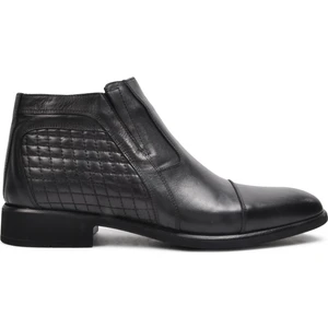 2356 Siyah Erkek  Deri Fermuarlı Bot