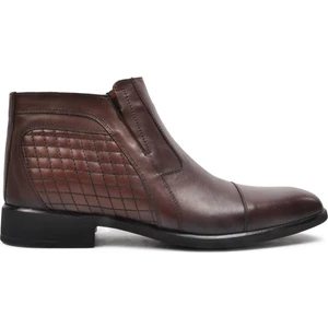 2356 Kahve Erkek  Deri Fermuarlı Bot